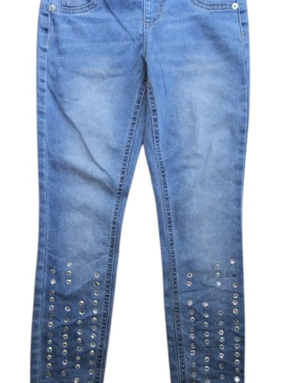 JUSTICE Mid Rise Denim Jeans Leggings Girls Size 10 Rhinestone Embellished